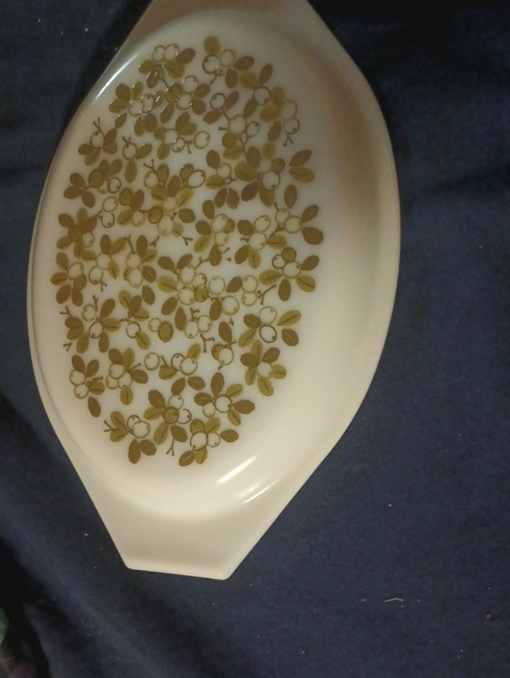 Pyrex White Casserole Dish with Gold Floral Pattern